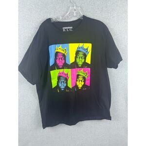 Notorious BIG Biggie Smalls Pop Art Shirt Women's 1x Black Short Sleeve Rap‎ Tee